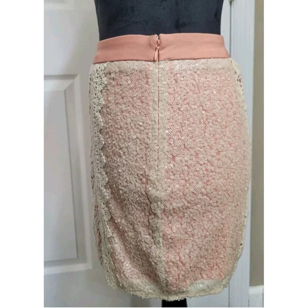 Champagne & Strawberry Sequin and Crocheted Skirt Size M NWT - Picture 3 of 10